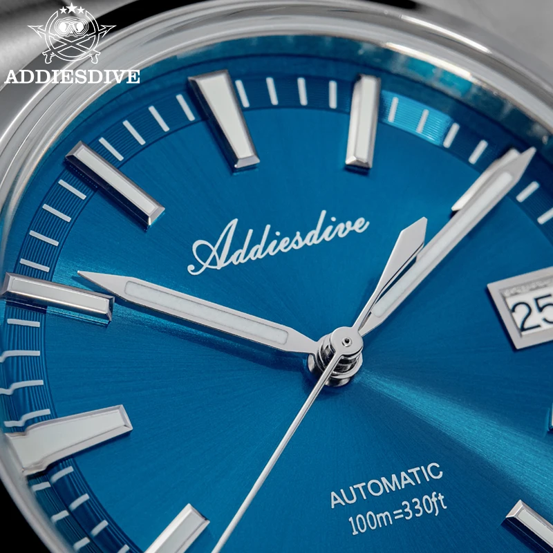 

ADDIESDIVE 39mm Diving Watch Men AD2077 Fashion Luxury Automatic Mechanical Watches Dress K1 Bubble Mirror Waterproof 100m New