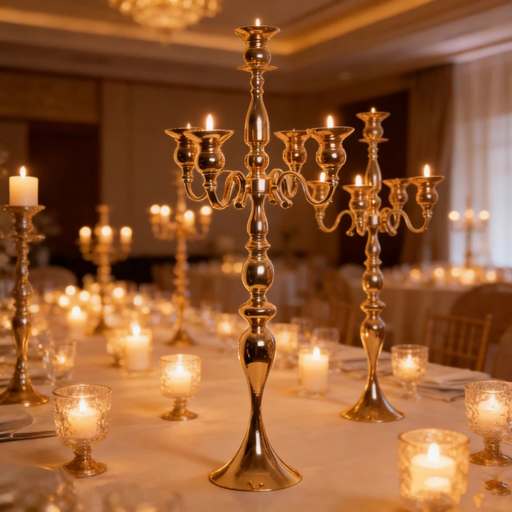 

10pcs)f31 Gold Candlesticks Flower Arrangement for Event Party Home Backdrop Decorations Wedding Flowers for Tables