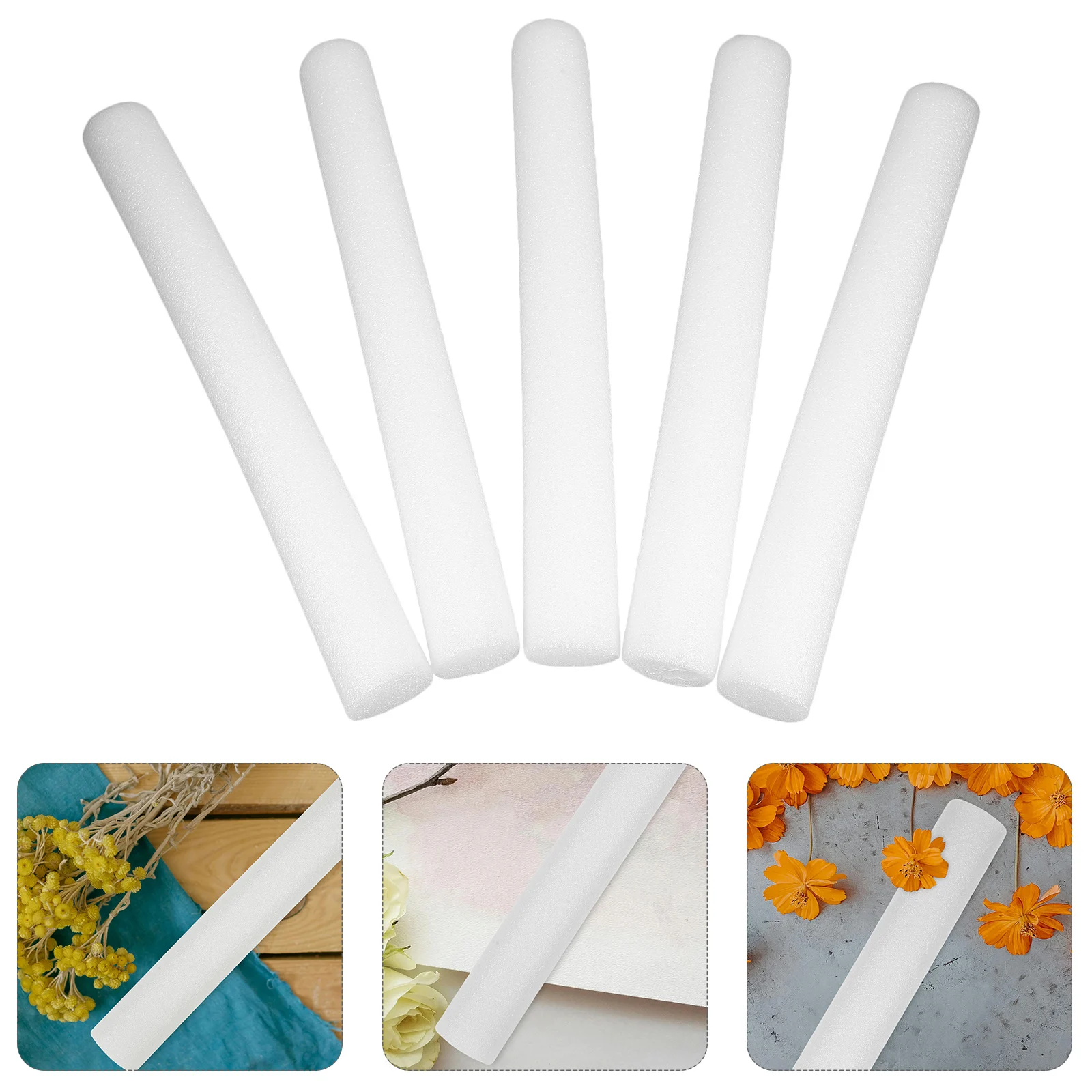 

5pcs 40Cm White Foam Rods For Flower Arrangement Lightweight Diy Home Craft Project Floral Modeling Cylinders Stick Foam