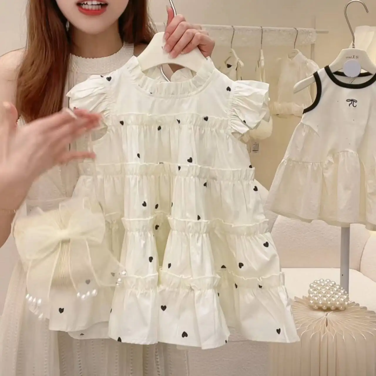 

Children's Princess Dress Short Sleeve Little Girls Fashionable Cute Summer Beach Dress Western Love Style for Girls