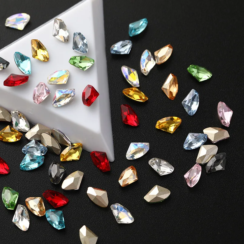 100pcs 6x10mm Pointed Bottom Glass Diamond Axe Glass Diamond High end Fantasy Nail Products Jewelry DIY Accessories