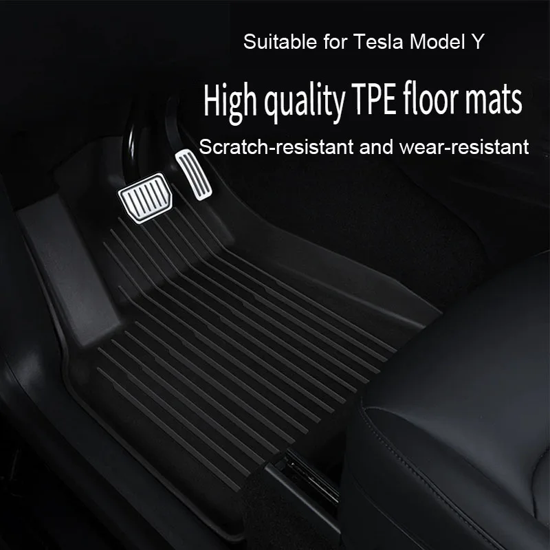 TPE Car Floor Mats For Tesla Model Y 2020-2024 Luggage Mat Set Four Seasons Waterproof Anti-slip Trunk Mat
