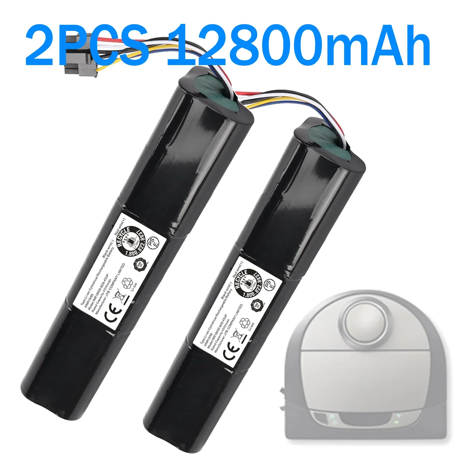14.4V 6500mAh Li-Ion vervangende batterij voor Neato D3 D4 D5 D6 D7 robotstofzuigers, onderdeelnummer: 945-0225
