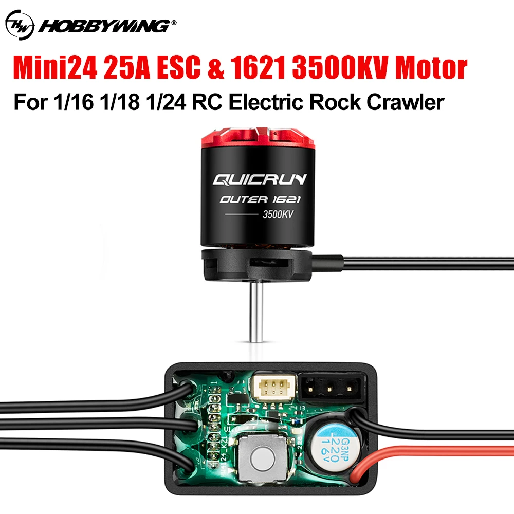 HOBBYWING QUICRUN WP-MINI24 25A ESC Outer 1621SL 3500KV Motor for 1/24 RC Model Car Crawler