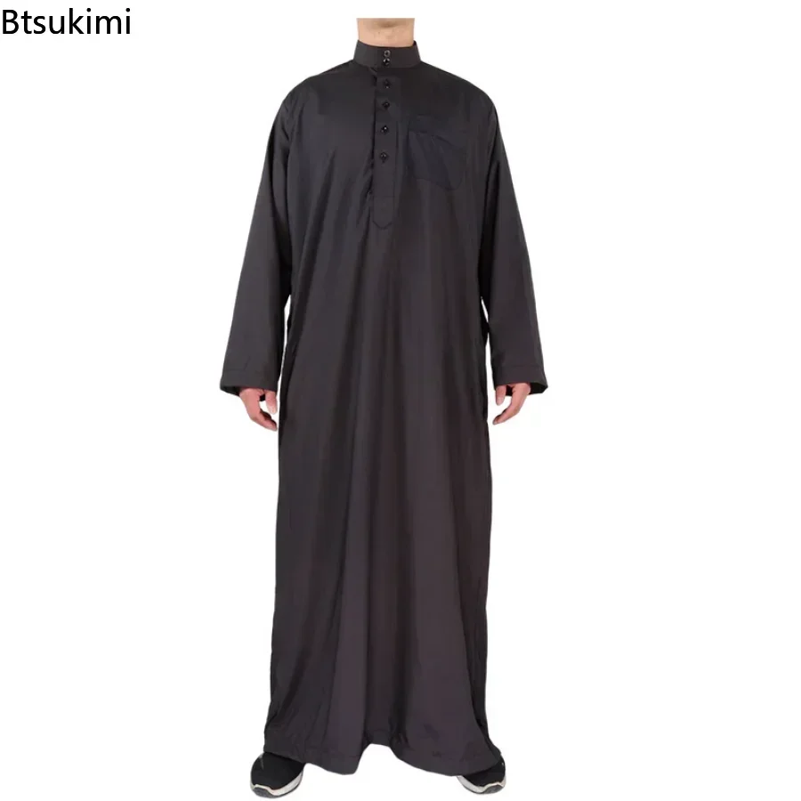 Musulmano Moda Uomo Veste Caftano Abaya Pakistan Jubba Uomo Cofano Homme Musulman Arabo Abbigliamento Islamico Nuovo Qamis Homme Musulman