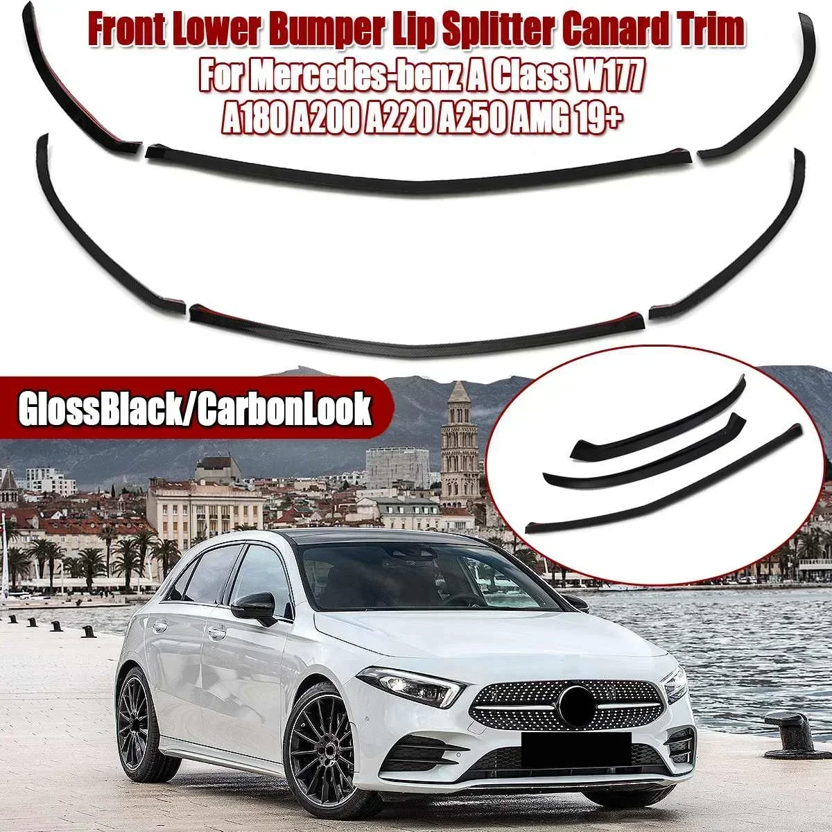 Pair Pair Front Lower Bumper Lip Canard Trim For Mercedes-benz A Class W177 A180 A200 A220 A250 for AMG 2019 2020 2021 2022+ Body Kit - Aliexpress Deal