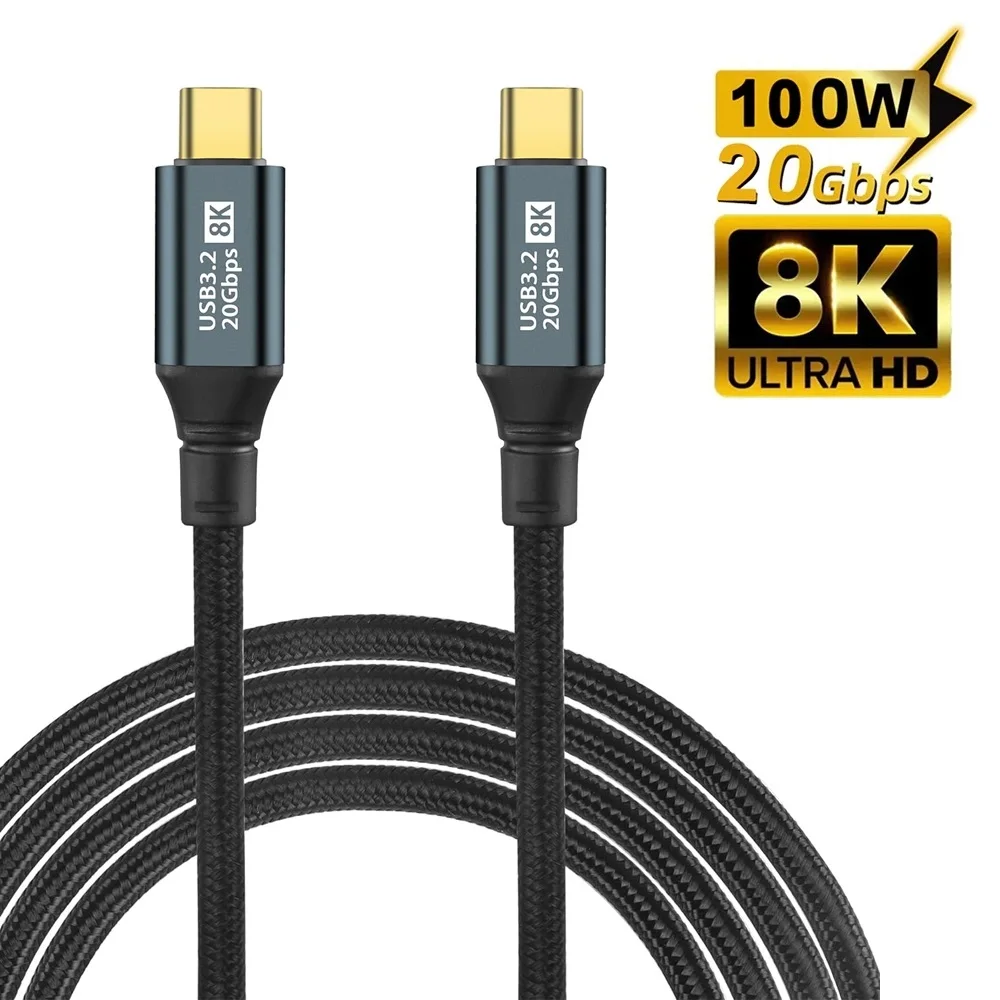 PD 100W USB C to USB C Cable USB 3.2 Type-C Gen2 20Gbps 8K @ 60Hz Video Data Cord for PC Laptop Macbook iPad iPhone 15 Pro Max