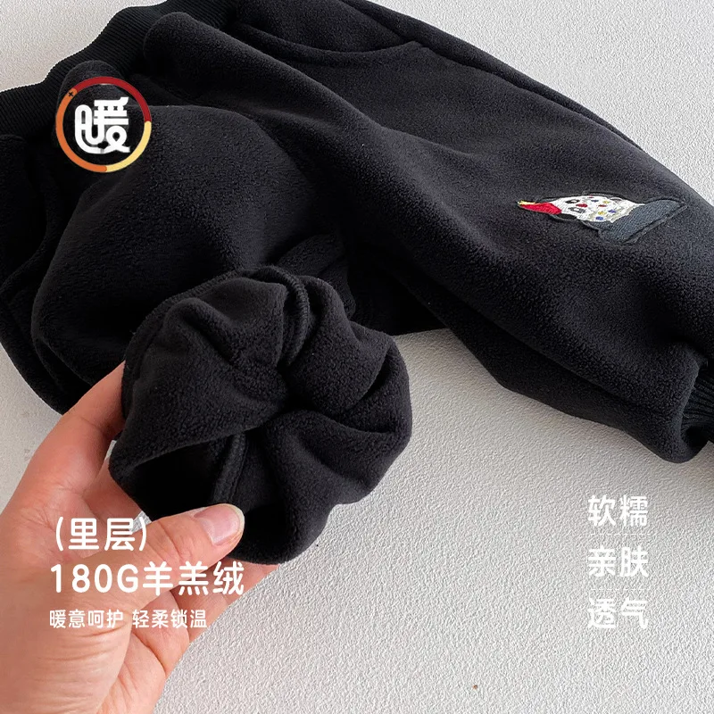 Children's Christmas with Velvet Pants 2025 New Winter Girls' Panda Health Pants New Year's Outerwear Boys' Olympic Velvet Pants