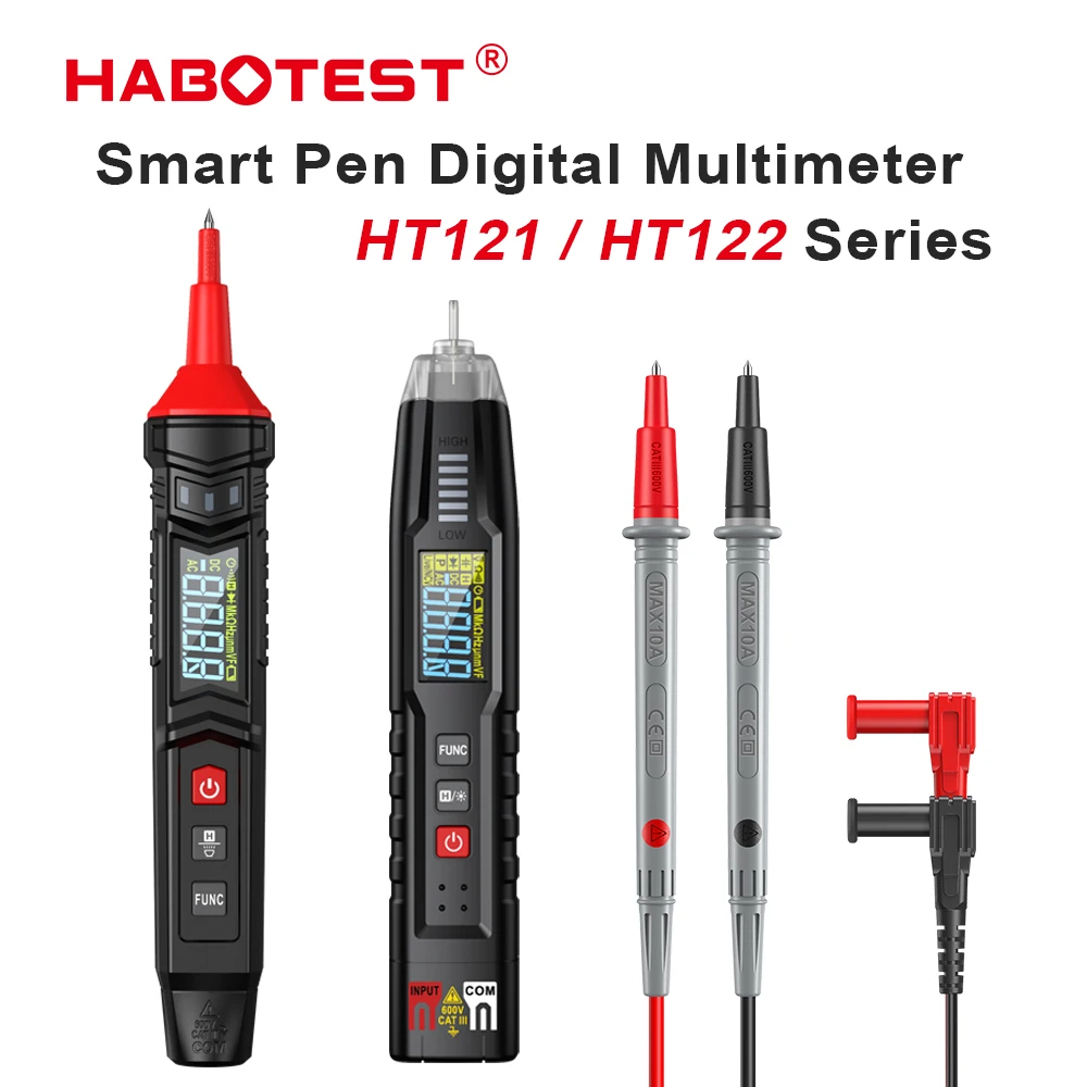 HABOTEST HT122 Digital Pen Type Multimeter DC AC Voltage Tester Smart Voltmeter 4000 Counts True RMS NCV Resistance Hz Tester