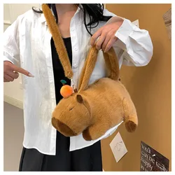 Capybara Plush Handbag Kawaii Fashion Plushie Doll Fur Bag Children's Bag Handbag Mini Knapsack Bags Gifts for Girlfriend