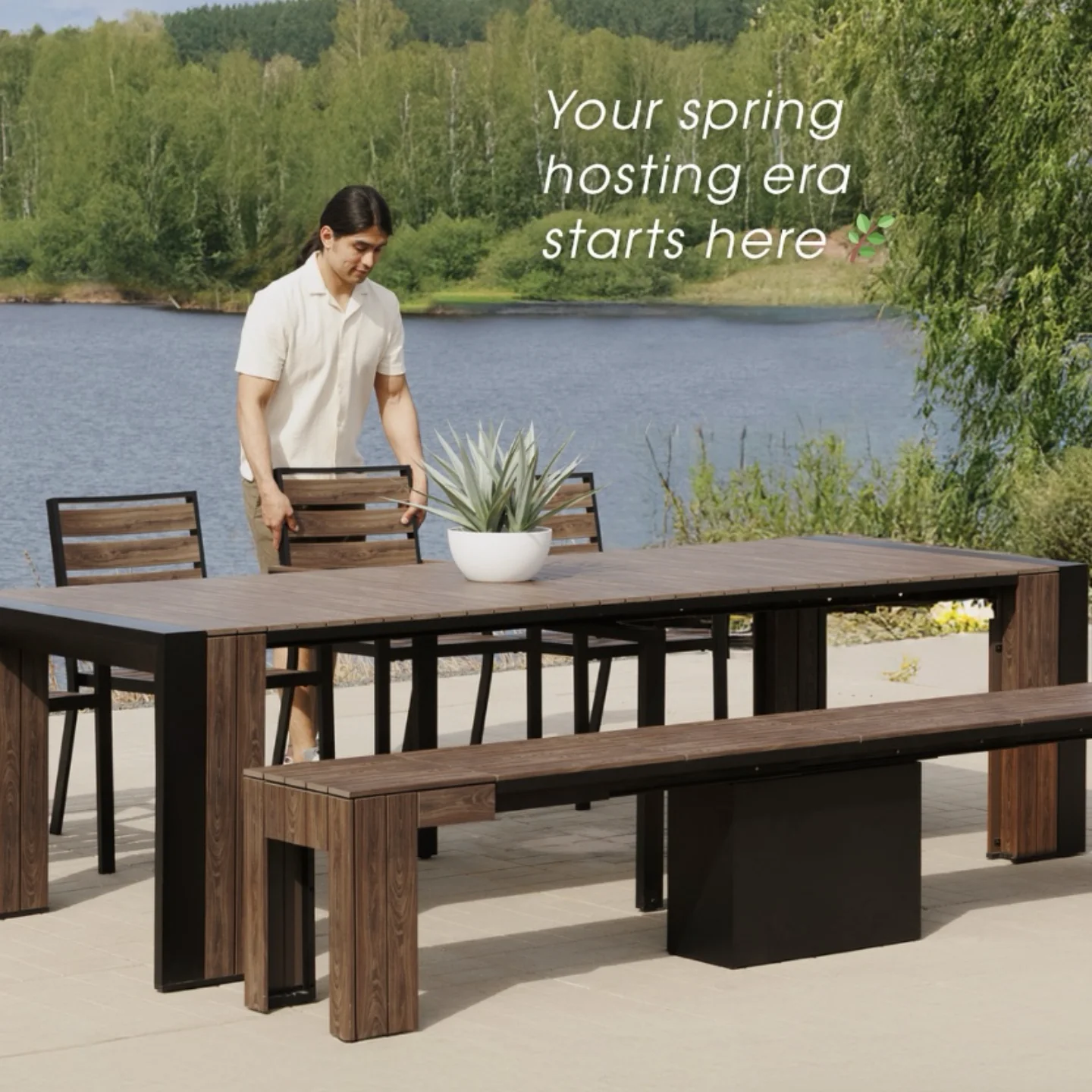 /Set With Natural Rattan Weaving 6/8/10/14 Seate /Modern Luxury Wood Rectangle Expandable Dining Table Chairs