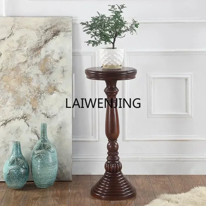 

LYN American solid wood flower stand antique classic round floor-to-ceiling living room bonsai stand