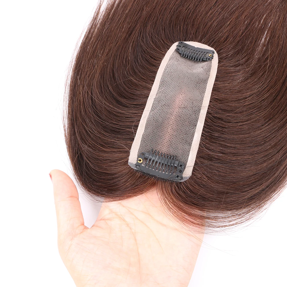 # 2 Capelli Topper 4x13 cm Mono Base Tinta Estensione Dei Capelli Umani Vergini Traspirante Per Sottile Linea Sottile/Copertura Capelli Grigi sulla Parte Dei Capelli