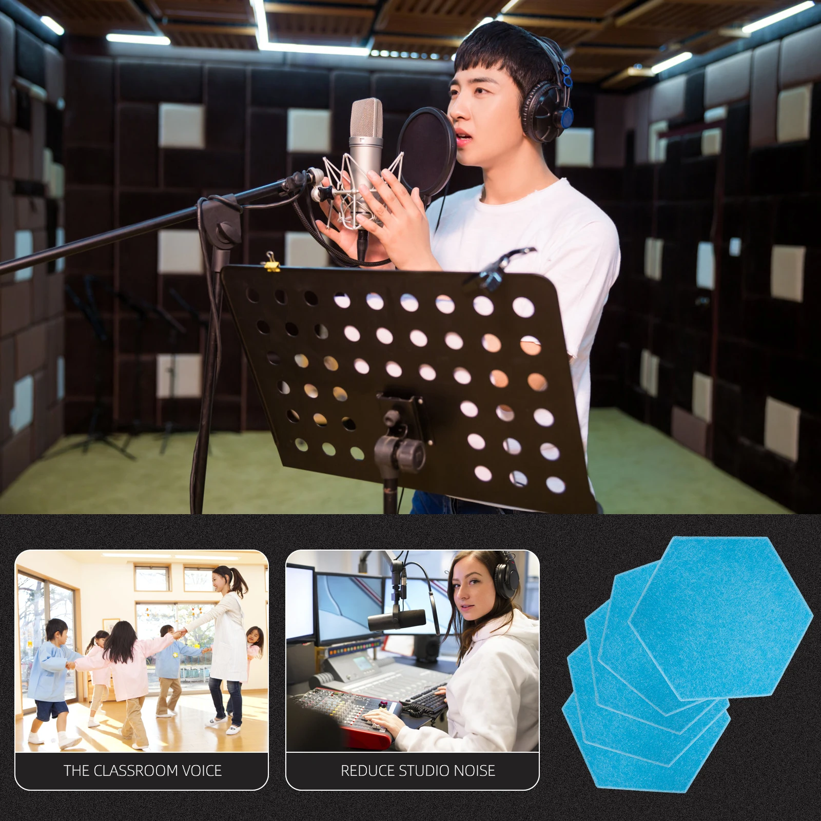 5개 폴리에스터 섬유 방음 보드 소음 감소 패널 스튜디오 Ktv 체육관 학교 방음 음향용