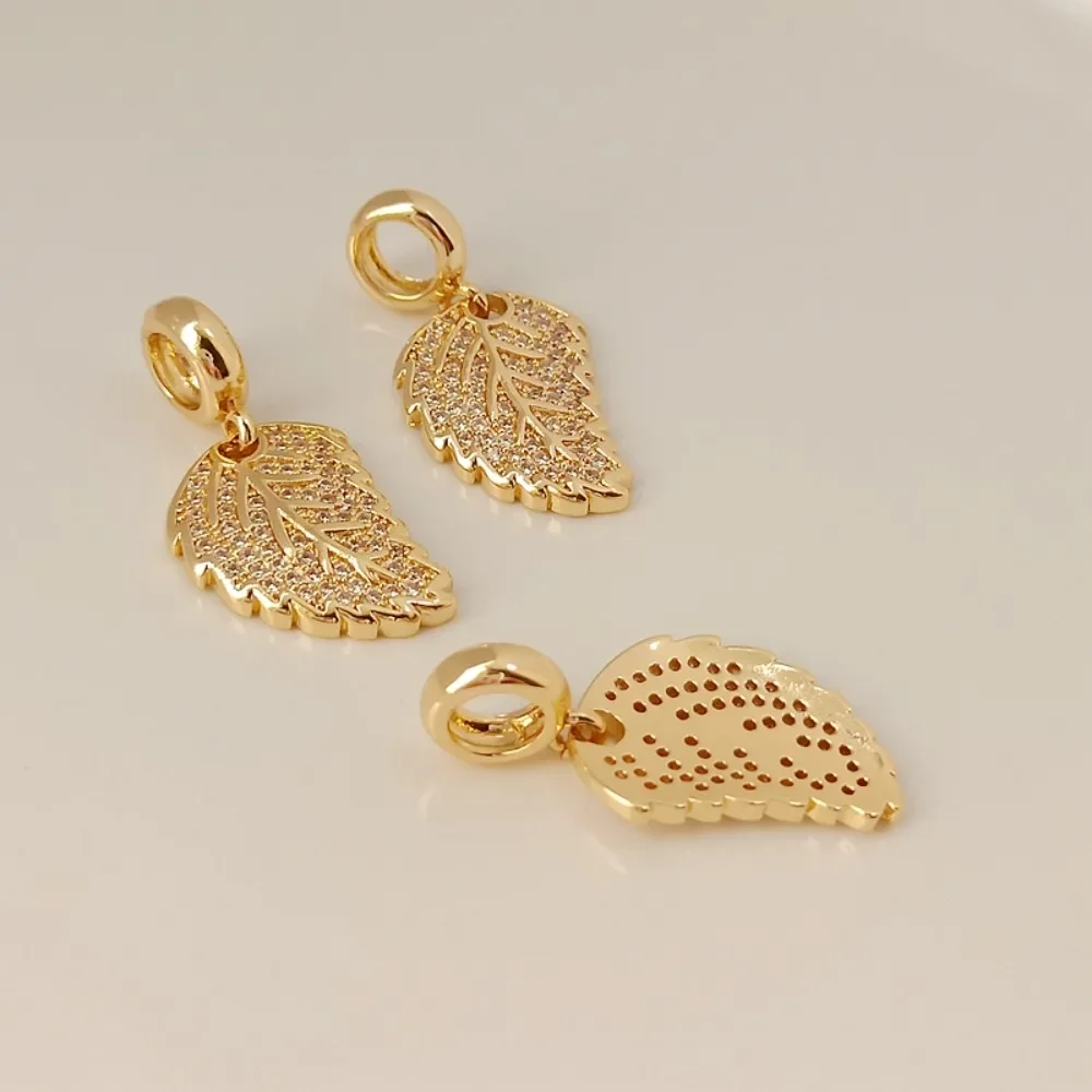 

14K Gold-plated Zircon Leaf Pendant Bracelet Necklace, Exquisite Pendant, Handcrafted DIY Jewelry Accessory