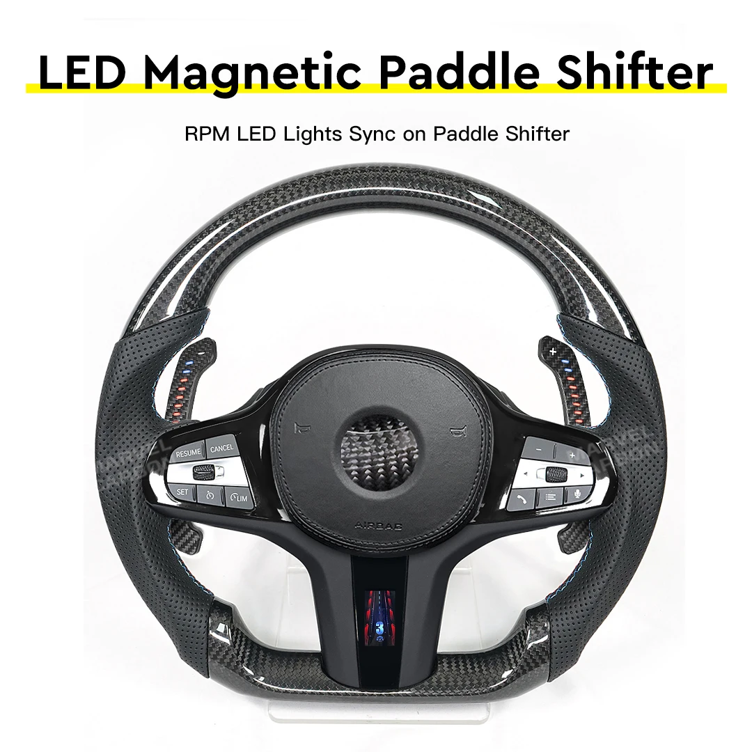 MC Fif For BWM F20 F21 F52 F40 F22 F23 F45 F46 G42 F30 Carbon Fiber Steering Wheel LED Magnetic Shift Paddles Car Accessories