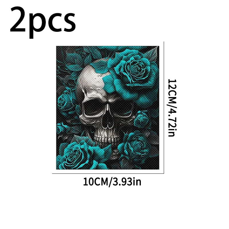 2Pcs Blue Rose Skeleton Handlebar Sticker, Waterproof Anti-Slip Vinyl Decal for Bike & Scooter Mod Decor