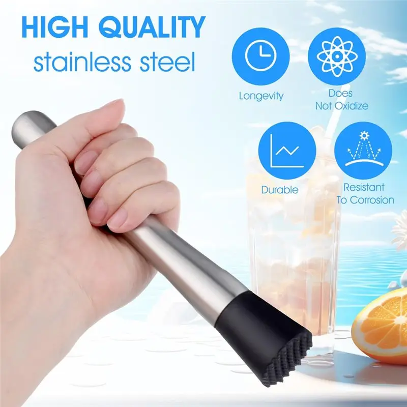 A84X-Mullers For Drinks Ice Crusher Stainless Steel Bar Muddler Tool Home Bars Accessories