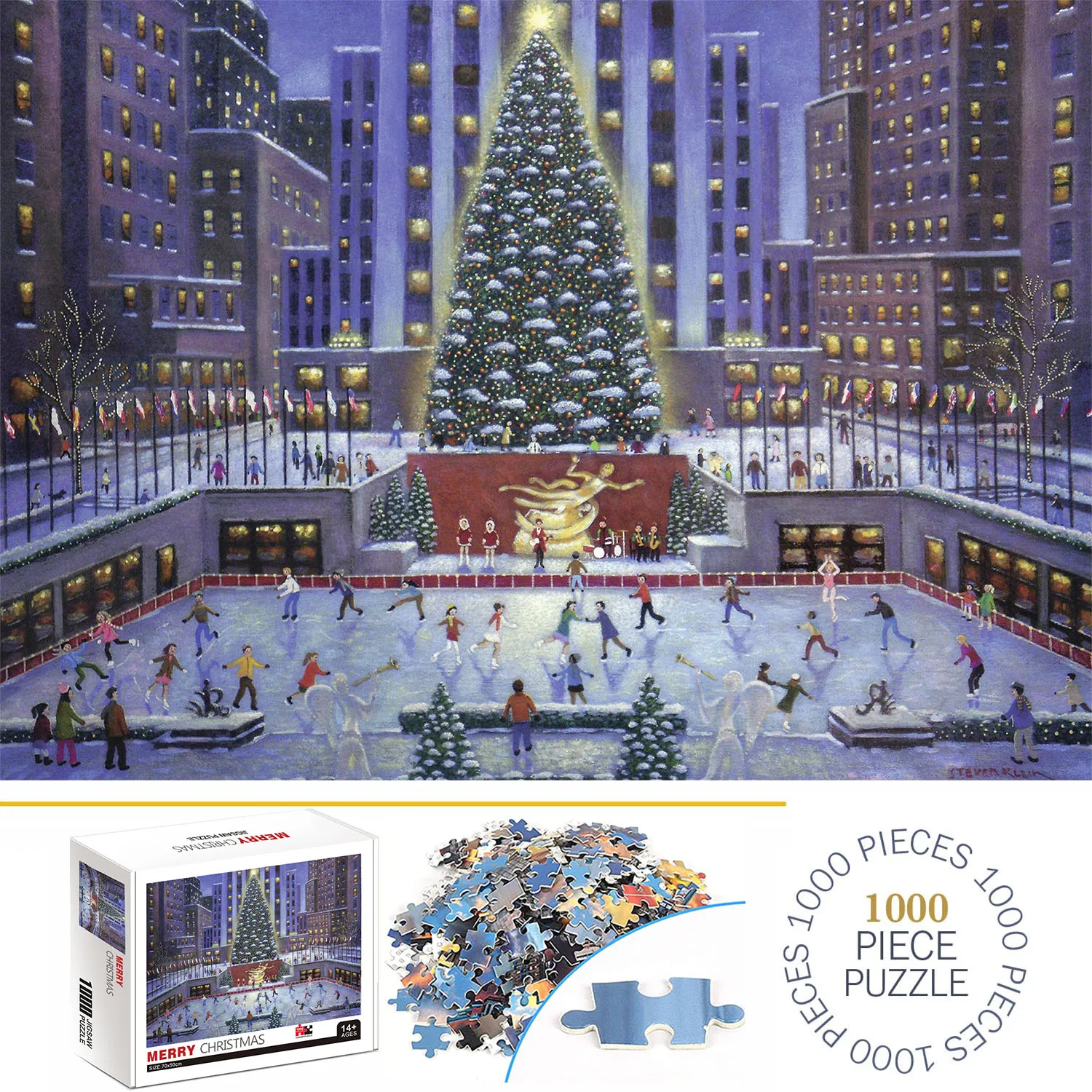 1000 Pieces Merry Christmas Jigsaw Puzzles for Adults Home Decor Games Family Fun Floor Puzzles Educational Toys for Kids