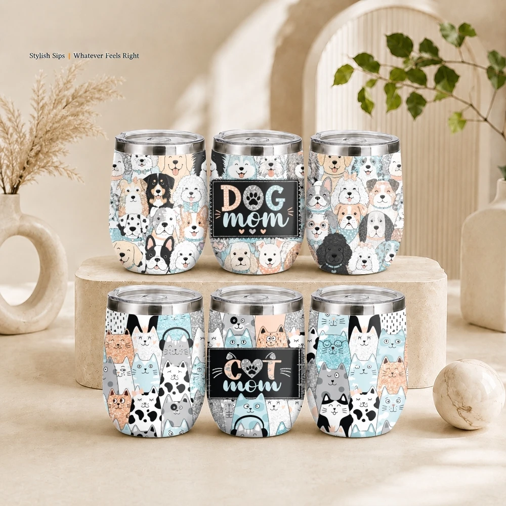 Animal Mom Collage Vacuum Flasks 12oz Insulated Stainless Steel Mug with Lid Travel Tumbler Double Wall Vacuum Drink Coffee Cup