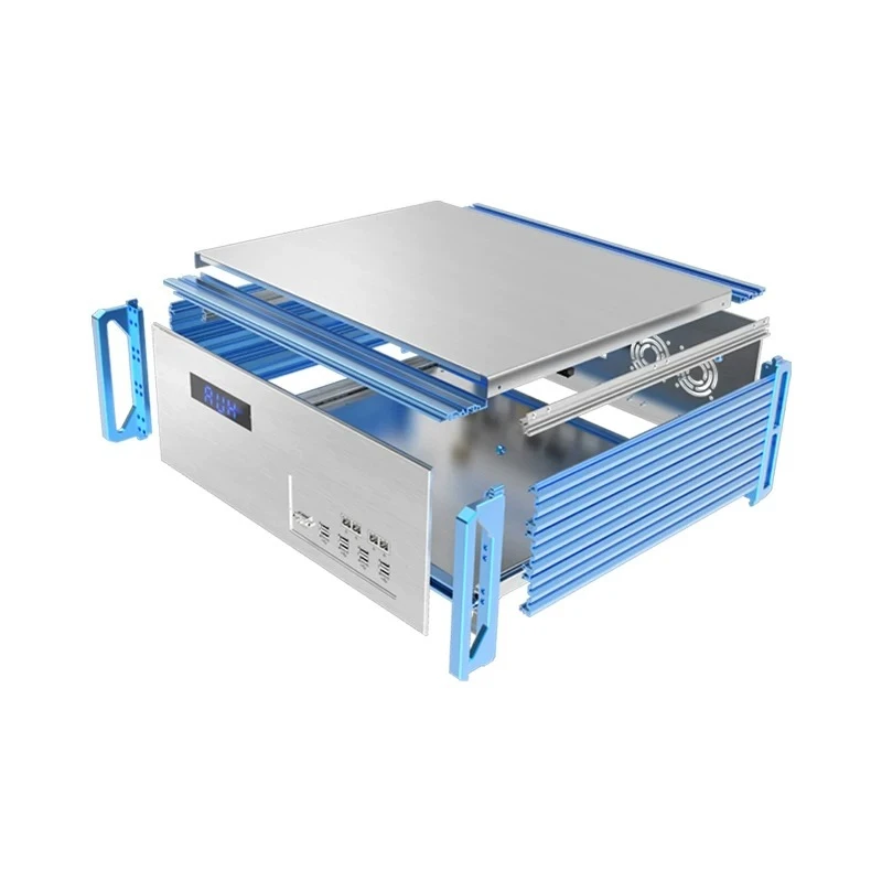 4U Full Aluminum Chassis With Carry Handle Aluminum Profile Instrument Enclosure Box Industrial TestEquipmentHousingCustomizable