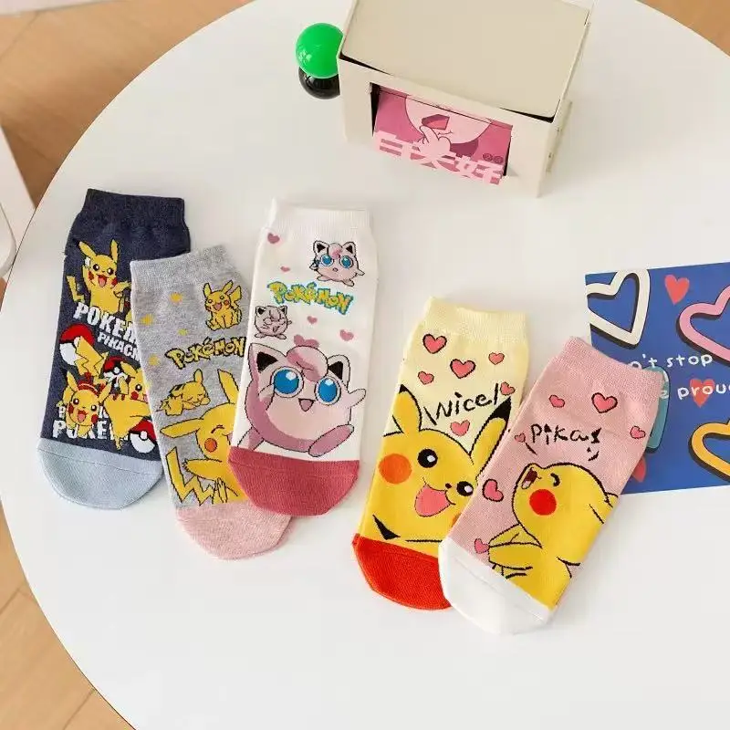 5 paires de chaussettes courtes respirantes pour femmes, motif de dessin animé doux et mignon, polyvalentes, douces et confortables, décontractées, printemps/été