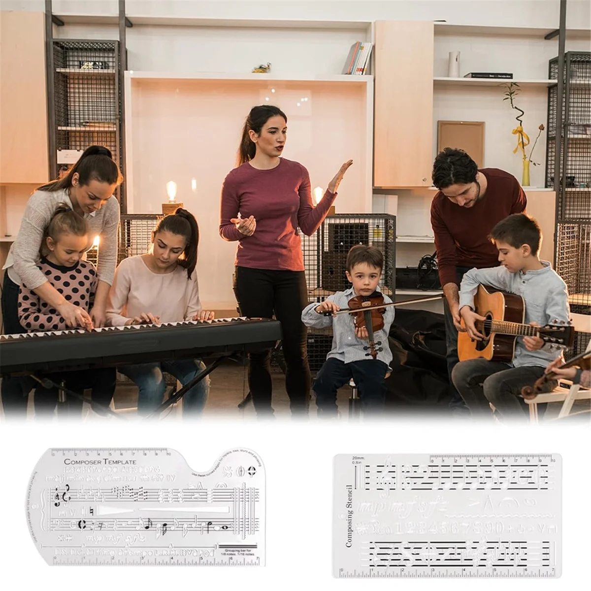 A40T 작곡가용 악보 템플릿 스텐실 (음표 및 기호용) 악보 그리기 자 악보 작곡 액세서리 A