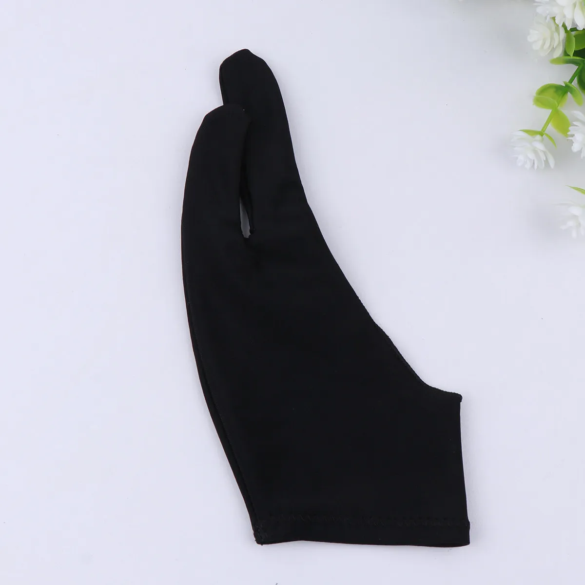 Two Finger Sketch Gloves Black Size M Anti-Fouling Artist Gloves Two Finger Curved Drawing Glove for Tablet Painting and