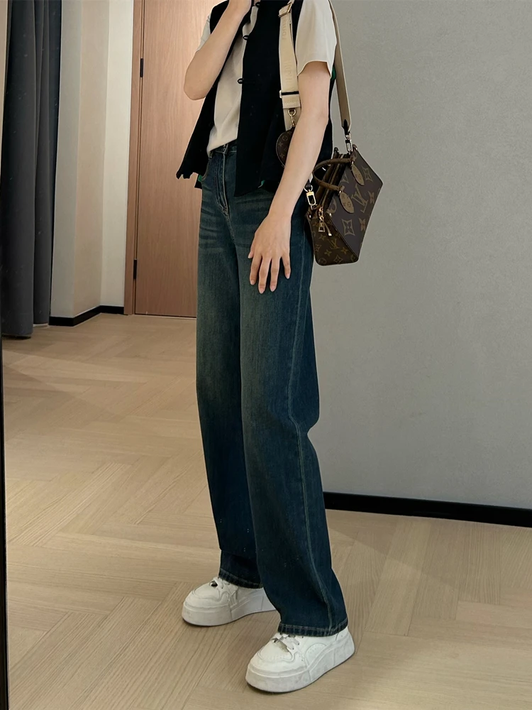 

Женские джинсы WTHEONE Silken с прямыми штанинами, высокой талией и застежкой-молнией, тонкие, широкие, с охлаждающим эффектом, весна-лето, модные