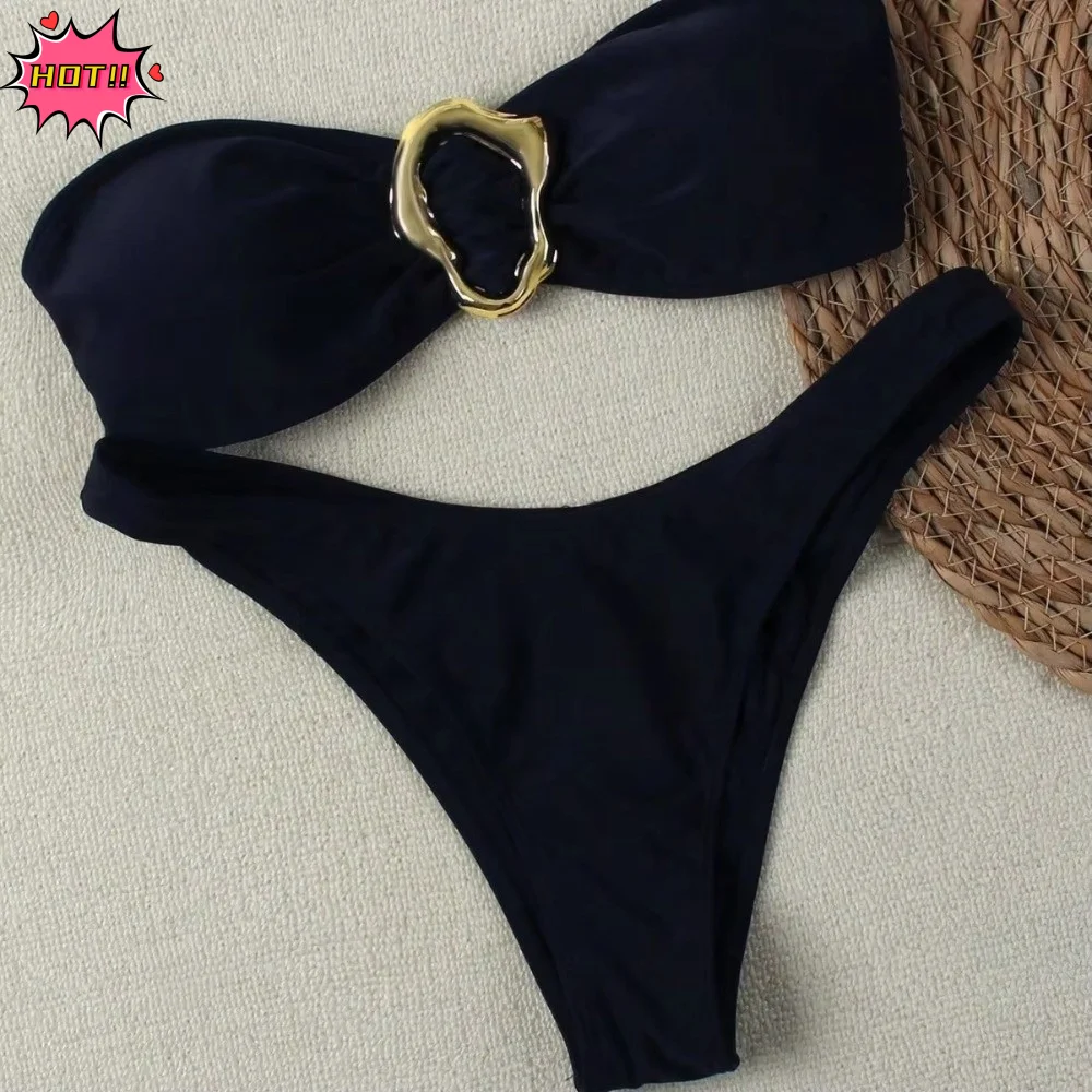 2Pcs/Set Fashion Summer Beach Bikini Push-Up Casual Women Swimsuit Bandeau Bathing Suit Beachwear Vacation