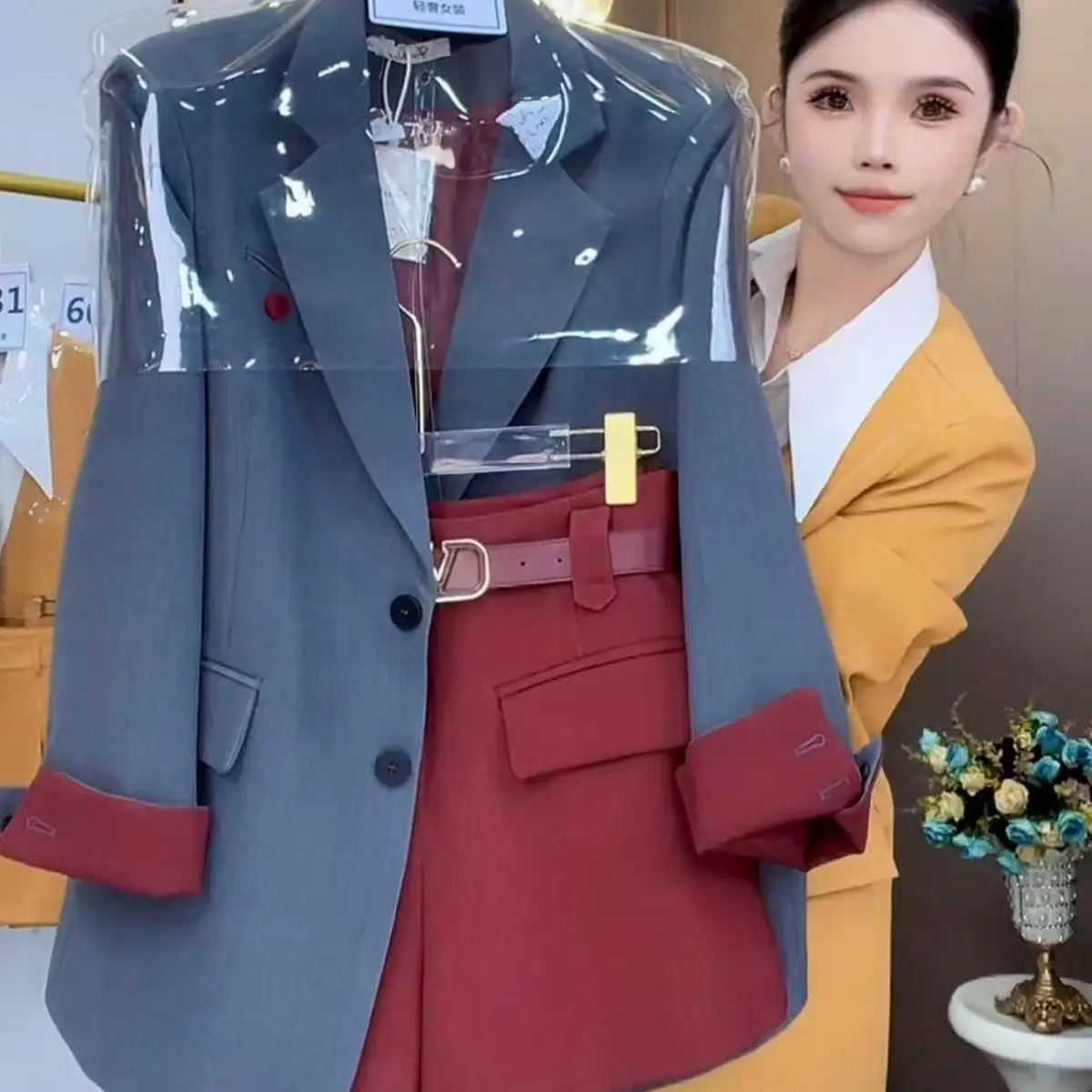 봄과 가을 모두 우아하고 스타일리시한 여신 스타일 고급스럽고 멋진 투피스 세트