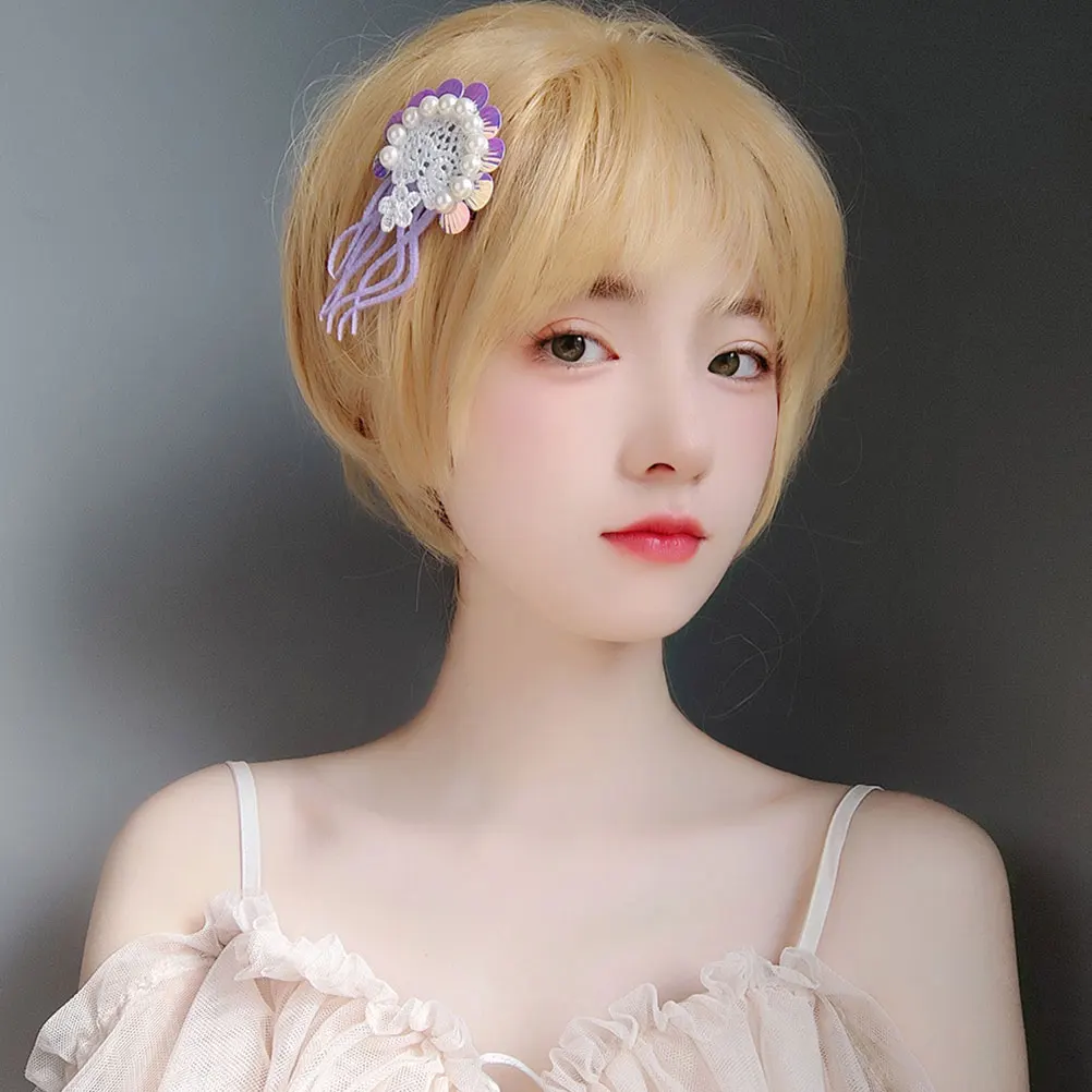 

Stylish Women Jellyfish Hairpin Pearl Lace Decorative Clip Breathable Comfortable Material Fine Workmanship Unique Headwear