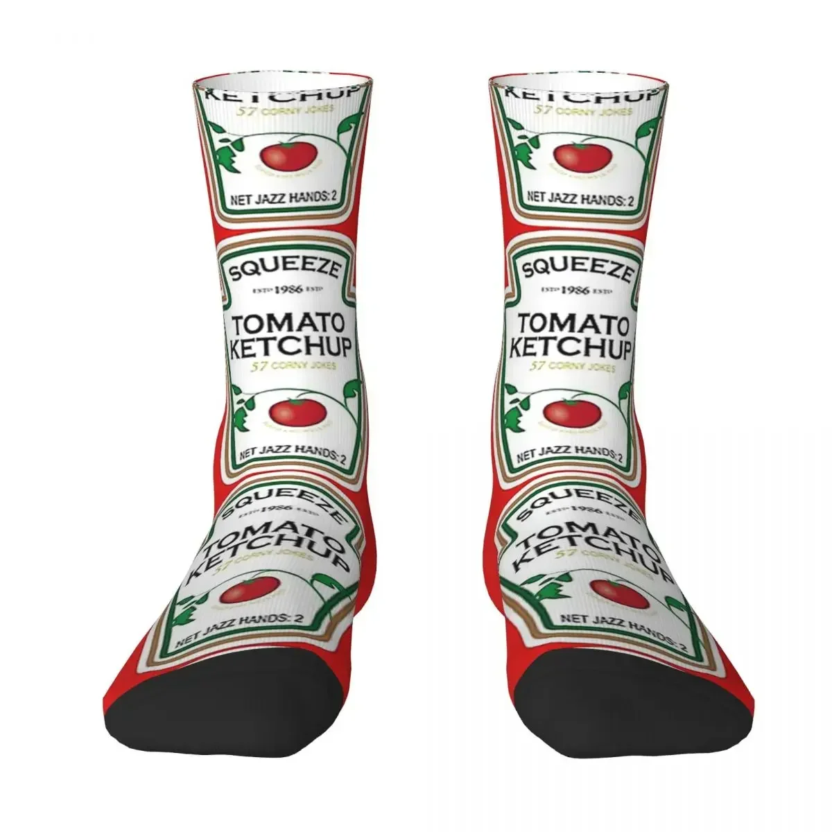 

Funny Ketchup Label Socks Harajuku Super Soft Stockings All Season Long Socks Accessories for Man's Woman's Birthday Present