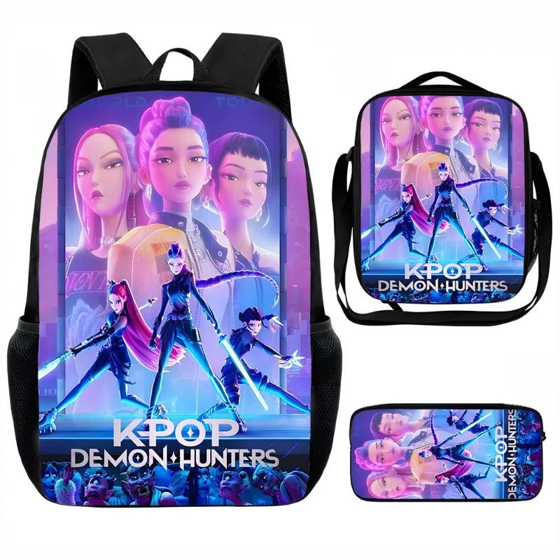 3 Pcs/set Printed Popular Anime KPop Demon Hunters Backpacks Cute Rucksack Kindergarten Fashion Style Urban Laptop Bag Schoolbag