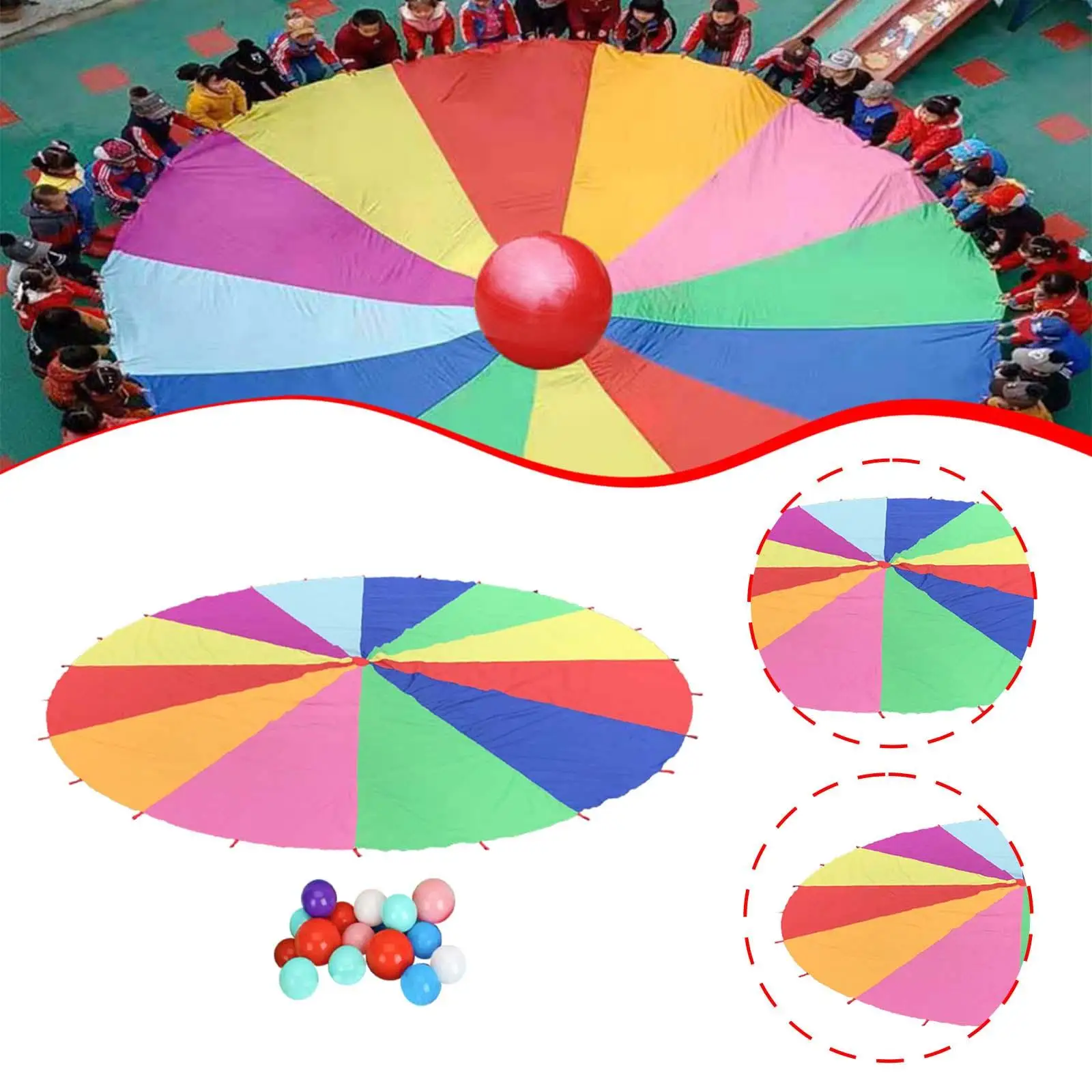 

Parachute Toy for 9 to 14 Children Kindergarten Development Playground Rainbow Umbrella Beach Early Education Toy Exercise Toy