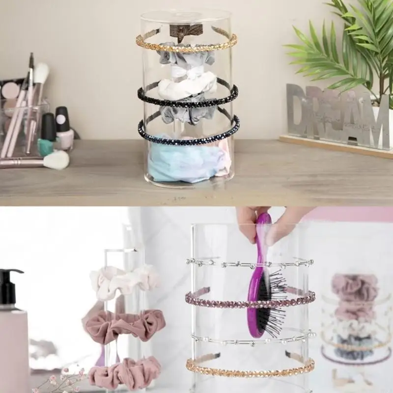 N2UE Acrylic Hair Accessory Display Box Multifunctional Clear Hairband Storage Case for Organizing Headbands and Accessories