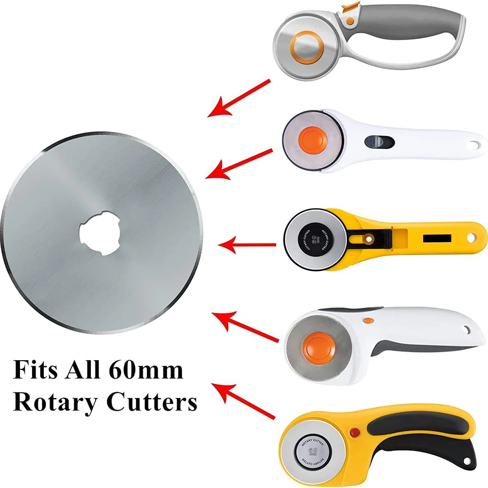 5PCS 60MM Sharp and Durable Rotary Cutter Blades Replacement Rotary Blade for Arts Crafts Quilting Scrapbooking DIY Sewing Tools