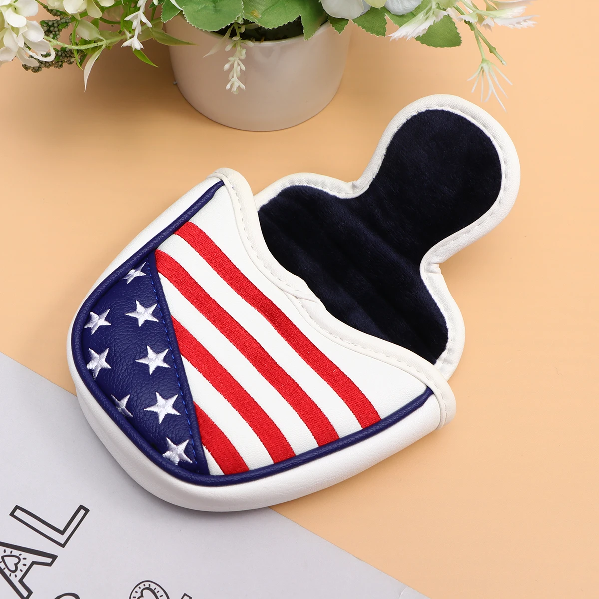 

Mallet Putter Covers Pu Usa Flag Style Head Cover Thick Scratch Resistant Machine Washable Golf