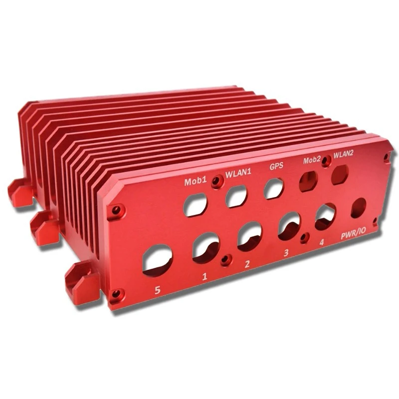 CNC Machining Custom Aluminum Alloy Red Anodized Heat Dissipation Cavity Parts Non-Standard Multi-Interface Heat Dissipation Box
