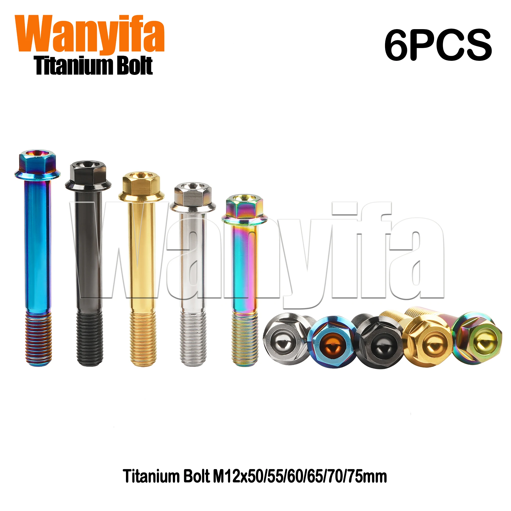 

Wanyifa Titanium Bolt Set M12x50/55/60/65/70/75mm Hex Sleeve Flange Head Fixing Ti Screws for Motorcycle Accessories Pitch1.25mm