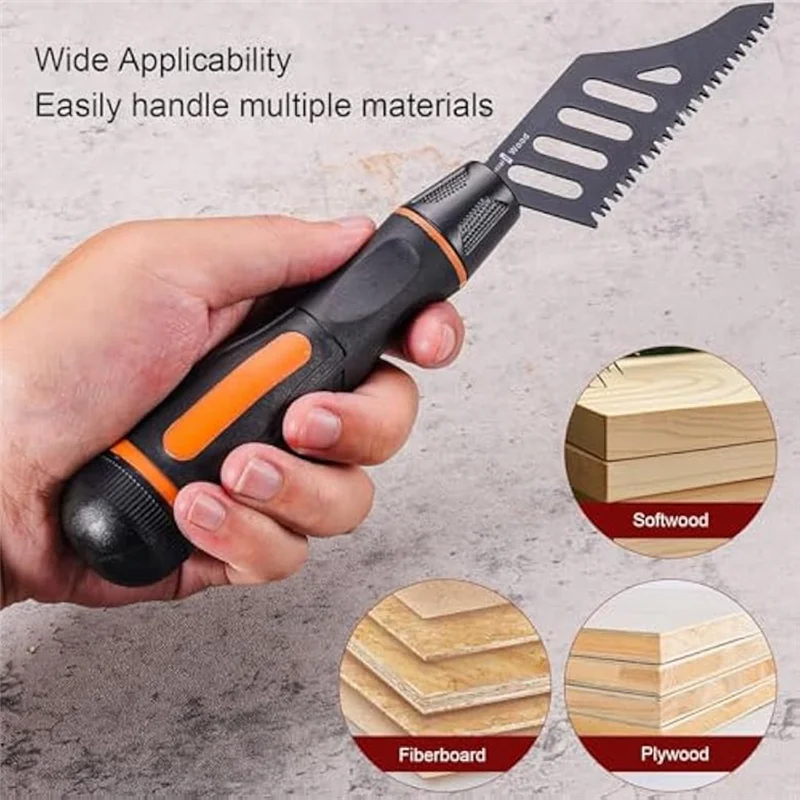 Jigsaw High Carbon Steel Flush Cutting Jag Saw Blades(5Pcs) With Handle For Softwood Fiberboard Plywood Irregular Curves-A68E