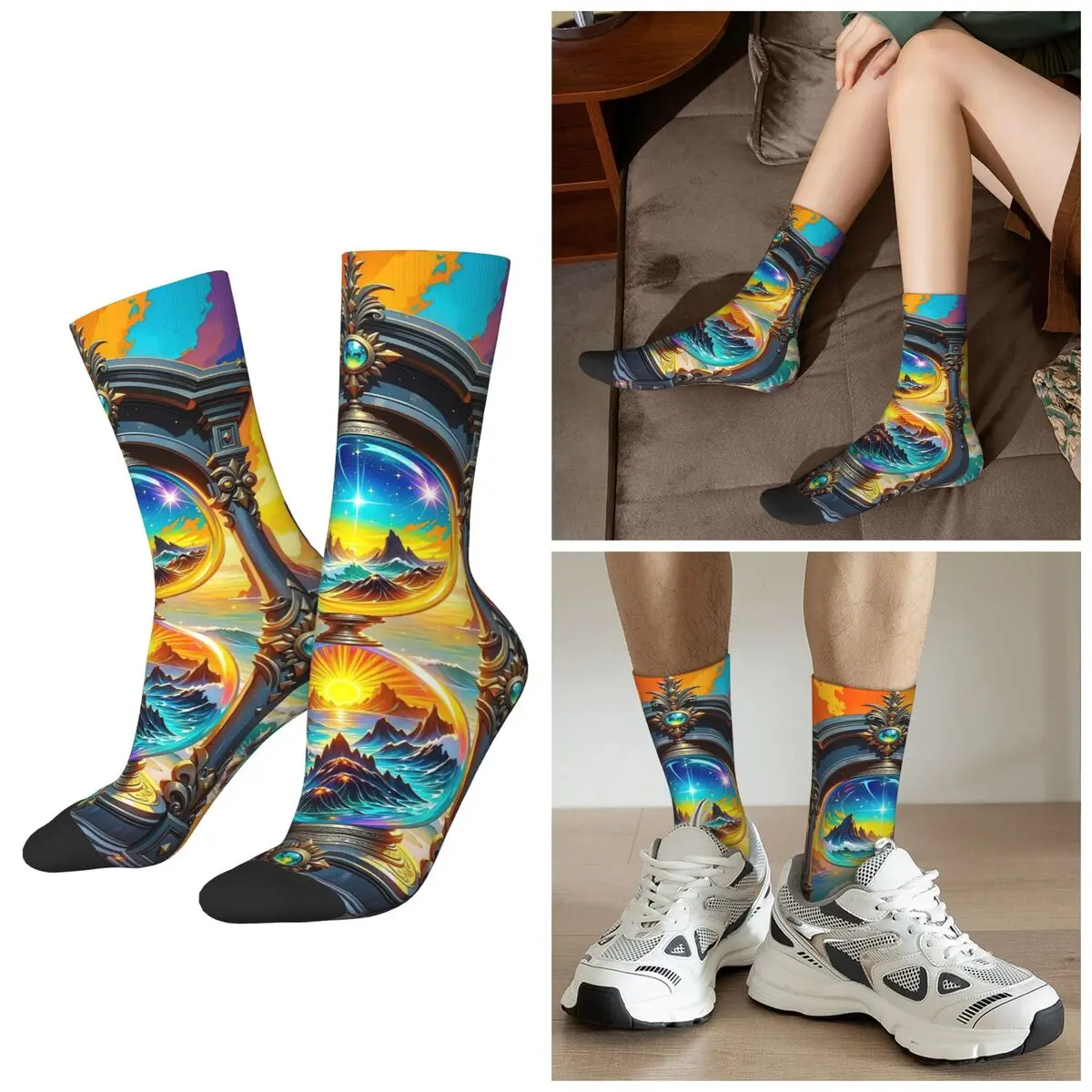 

All Seasons Mysterious Hourglass Print Socks Harajuku Sport Middle Tube Socks Super Soft Stockings for Men Women Gifts