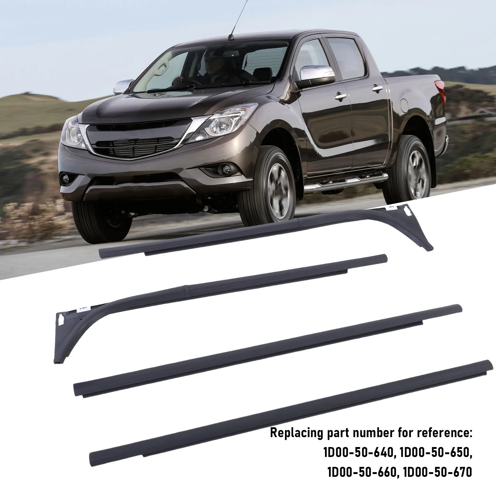 Car Window  Strip Set Replacement for  BT50 4 Doors 2012-2019 1D00-50-640 Rubber Weather Proof Supplies