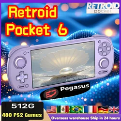 Retroid Pocket 6 Handheld Game Console Android 135.5 Inch 120Hz AMOLED Screen 6000mAh 8GEN2 Hall-Effect Trigger PS2 PSP Game RP6