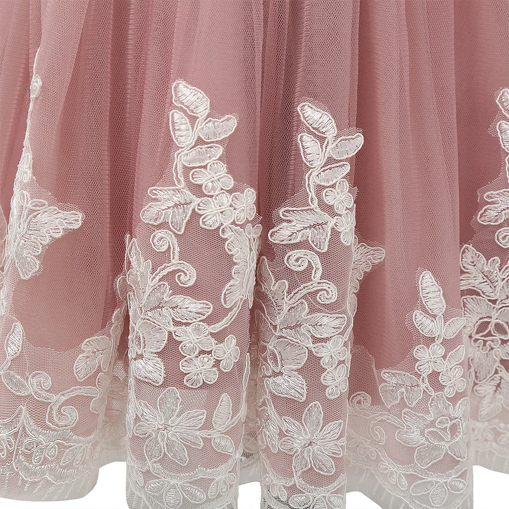 New European and American children's wedding dress sleeveless lace children's birthday performance host fluffy short skirt