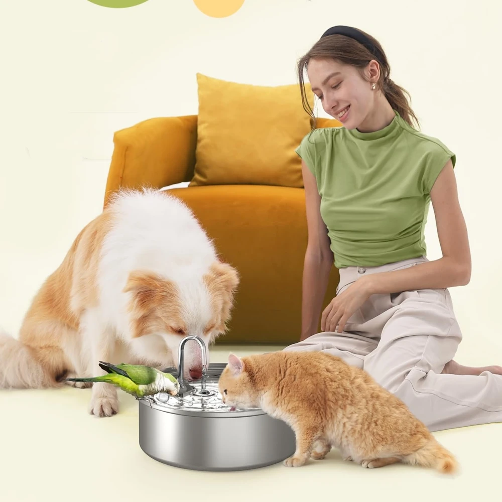 

Automatic Pet Water SUS304 Food Grade Stainless Fountain 3.2L/108Oz Large Capacity,Cat Dog Water Dispenser