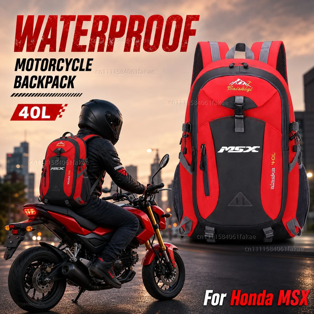 

For Honda Grom125 MSX125 MSX125SF Grom 125 MSX 125 125SF 2013-2022 Motorcycle Backpack 40L Waterproof Travel Backpack Outdoor
