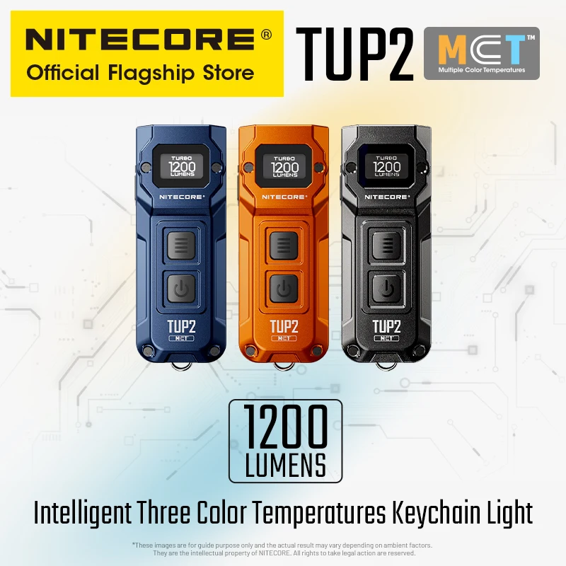 NITECORE TUP2 EDC Keychain Light Mini USB-C Rechargeable Flashlight 1200 Lumen Cool White Netural White Warm Light For Camping
