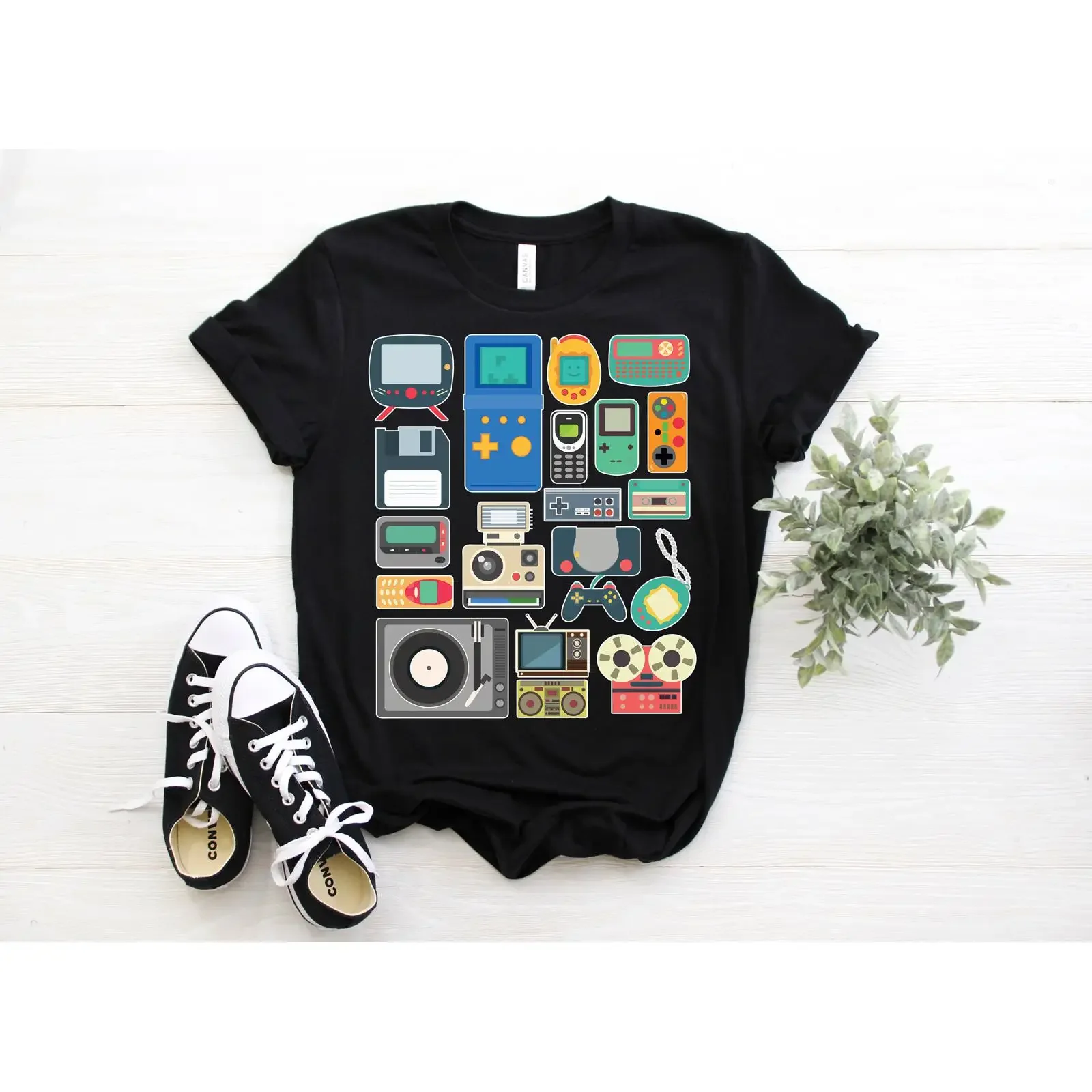 80s 90s Retro Classic Tech Gadgets Video Game T Shirt Vintage Gamer Arcade Nostalgia 1980s 1990s Birthday for Old Lover graphic