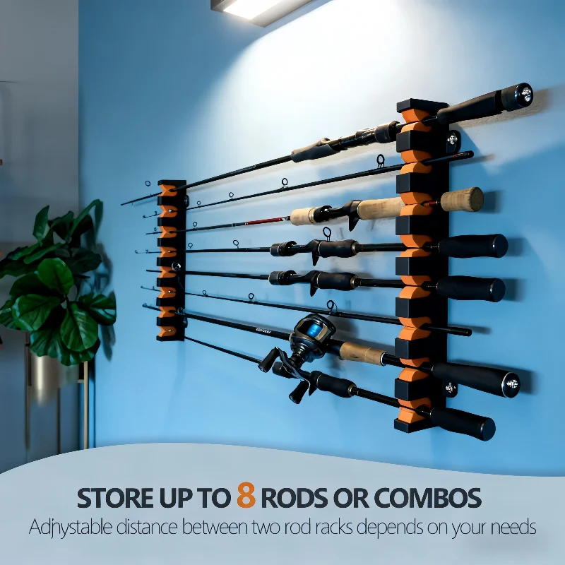 Подставка для Удилков 16 Удилков Пена EVA Основание ABS - Антискользящая Настенная | Прочный Складной Для Гаража Лодки Рыбаки | Организатор Защиты Удилков